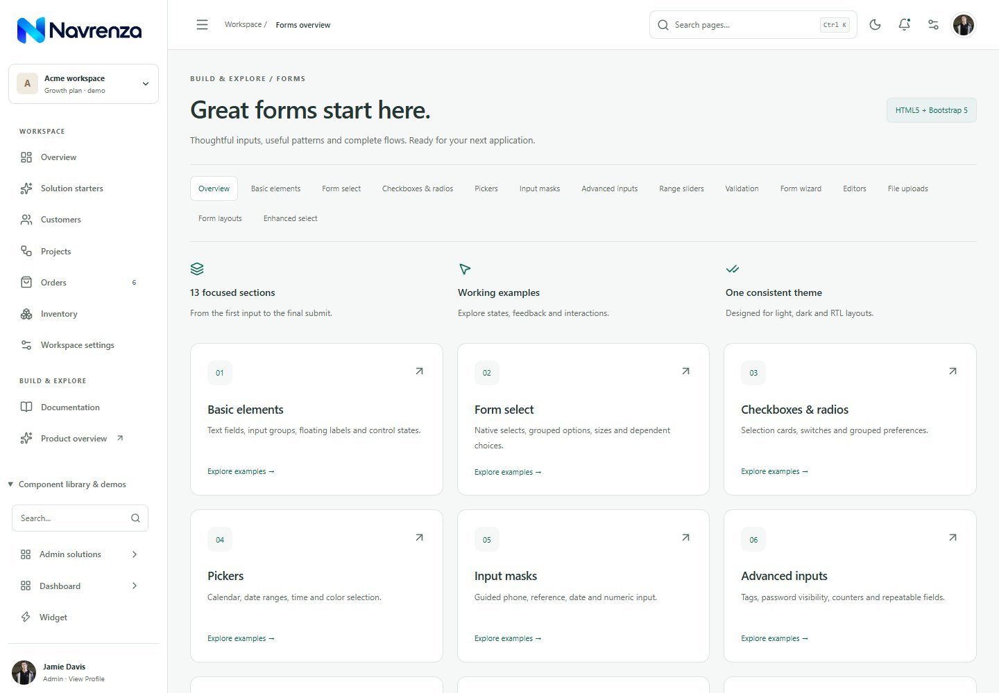 Forms that fit the task page preview